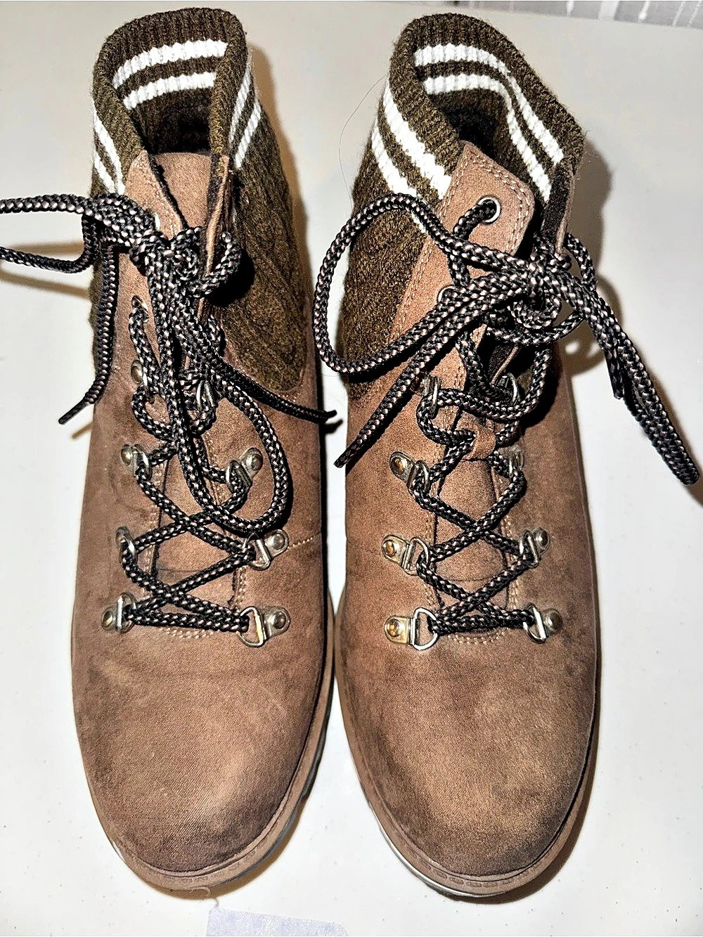 Torrid Brown Striped Lace-Up Boots US 10W